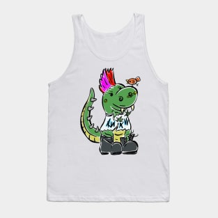 Punk Rocker Rock Tyrannosaurus Dinosaur Dino Cartoon Cute Character Tank Top